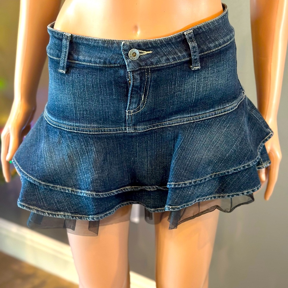 Guess Tiered Ruffle Denim Mini Skirt - Size 26